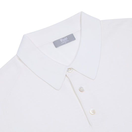Liston Cotton Fine Knit Short Sleeve Polo Shirt in Seashell