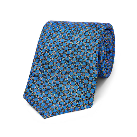 Lattice Link Silk Twill Tie in Blue