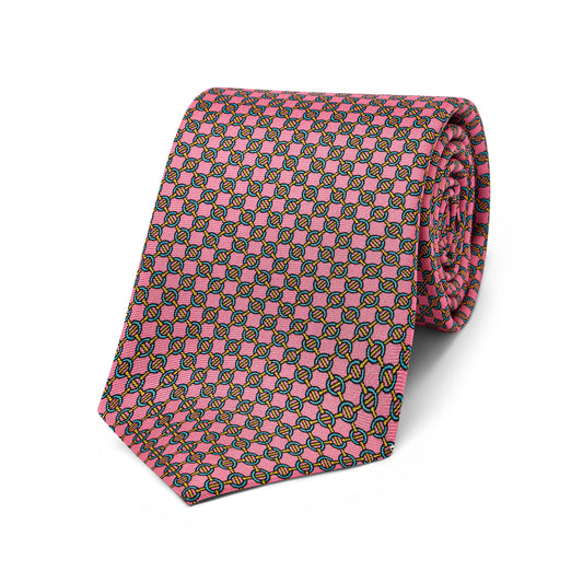 Lattice Link Silk Twill Tie in Pink