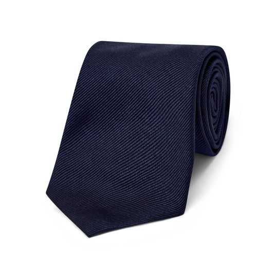 Plain Silk Twill Tie in Navy