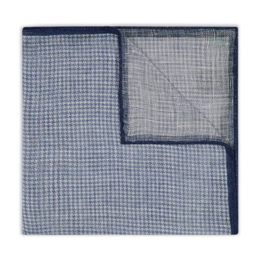 Puppytooth Linen Pocket Square in Navy