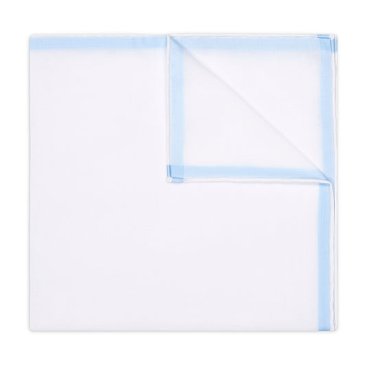 Amalfi Batiste Cotton Pocket Square in Sky Blue