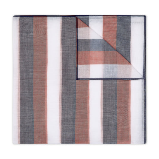 Ravello Stripe Batiste Cotton Pocket Square in Orange