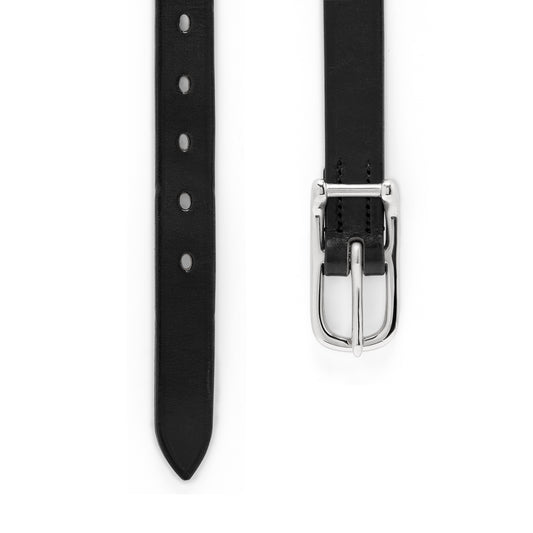 Wigmore Bridle Leather Belt in Black and Silver