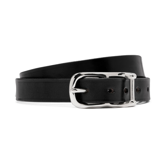 Wigmore Bridle Leather Belt in Black and Silver