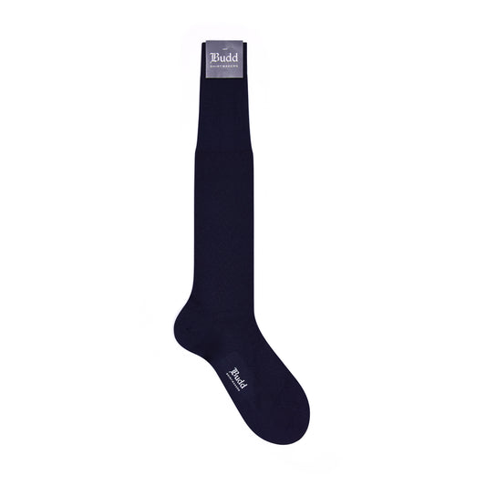Jacquard Cotton Long Socks in Navy