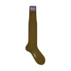 Jacquard Cotton Long Socks in Olive