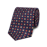 Floral Motif Panama Silk Tie in Navy
