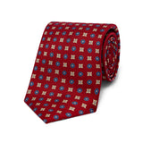 Floral Motif Panama Silk Tie in Red