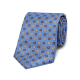 Floral Motif Panama Silk Tie in Sky Blue