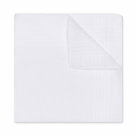 Check Border Hand Rolled Irish Linen Handkerchief in White