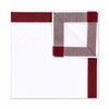 Solid Border White Cotton Handkerchief in Burgundy