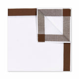 Solid Border White Cotton Handkerchief in Chocolate