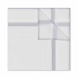 Contrast Check Border White Cotton Handkerchief in Silver