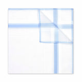 Light blue checkered pocket square on a white background