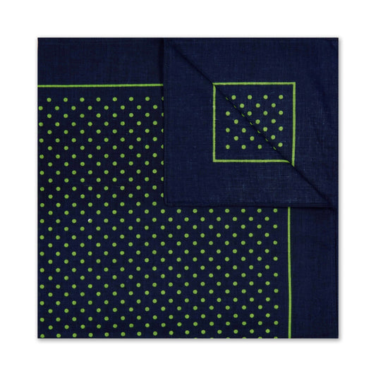 Cotton Polka Dot Cotton Handkerchief in Navy and Green