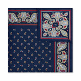 Navy blue pocket square with paisley pattern