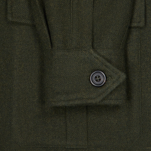English Wool Flannel Safari Jacket in Loden Green