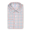 Tattersall Check Brushed Cotton Classic Fit Button Cuff Shirt in Blue and Red