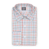 Tattersall Check Brushed Cotton Tailored Fit Button Cuff Shirt in Blue and Red