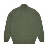 Kinloss Lambswool Quarter Zip Jumper in Tweed Green