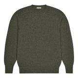 Hillswick Brushed Shetland Crew Neck Wool Jumper in Loden Green