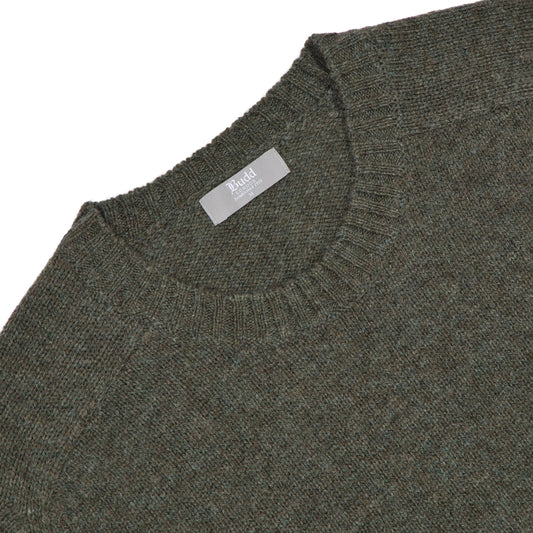 Hillswick Brushed Shetland Crew Neck Jumper in Loden Green