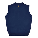 Leven Fine Merino Quarter Zip Gilet in Cobalt Blue