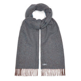 Donegal Herringbone Wool and Silk Scarf in Bramble Blue