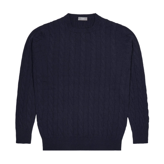 Bowhill Scottish Cashmere Cable Knit Jumper in Blackberry Blue