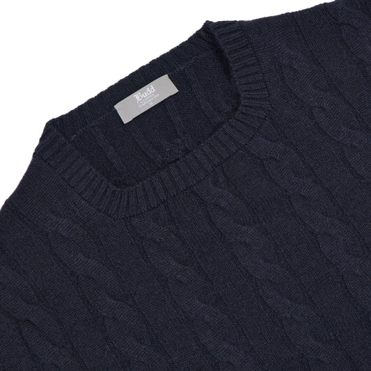 Bowhill Scottish Cashmere Cable Knit Jumper in Blackberry Blue
