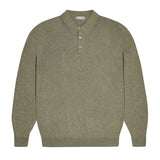 Holt Cotton Fine Knit Long Sleeve Polo Shirt in Laurel Green