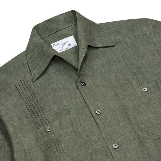 Signature Linen Guayabera Shirt in Khaki