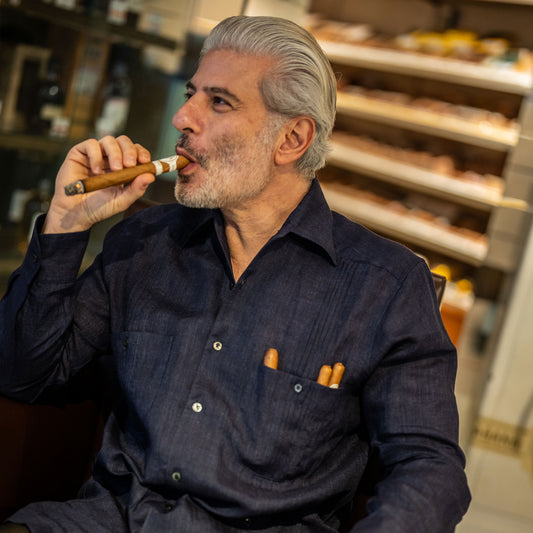 Signature Guayabera Shirt in Navy