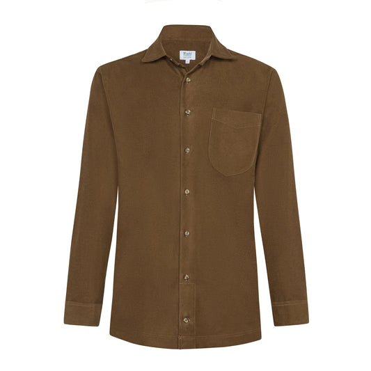 Casual Fit Moleskin Overshirt in Brown