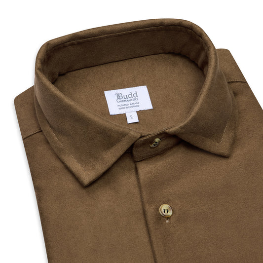 Casual Fit Moleskin Overshirt in Brown