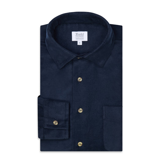 Casual Fit Moleskin Overshirt in Navy