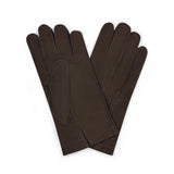 Nubuck Leather Cashmere Lined Gloves in Chestnut Brown