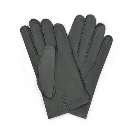 Nubuck Leather Cashmere Lined Gloves in Grey