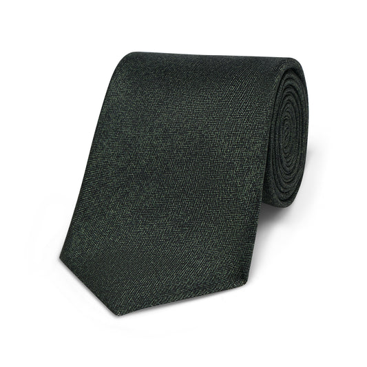 Panama Silk Herringbone Tie in Forest Green