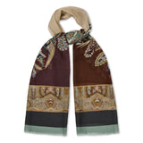 Paisley Fantasy Fine Wool Scarf in Forest Green