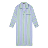 Multi Stripe Poplin Nightshirt in Blue and Green