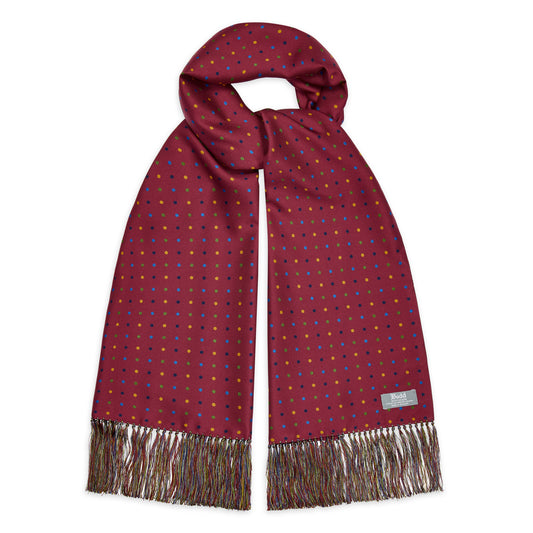 Harlequin Polka Dot Silk Twill Scarf in Wine
