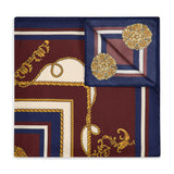 Ornamental Baroque Silk Pocket Square in Wine