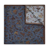 Woodland Animals Silk Pocket Square in Denim