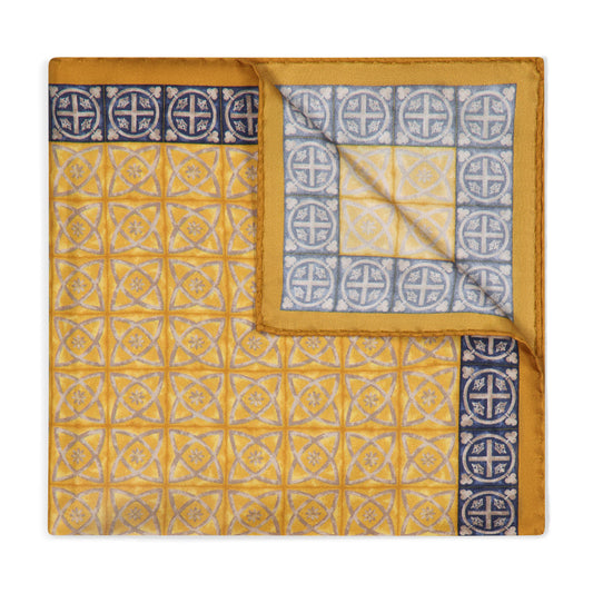 Byzantine Mosaic Silk Pocket Square in Gold