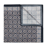 Byzantine Mosaic Silk Pocket Square in Navy