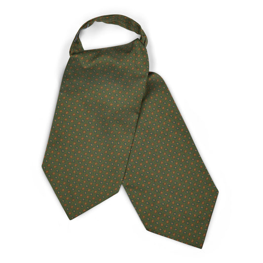Miniature Pine Motif Silk Twill Cravat in Green