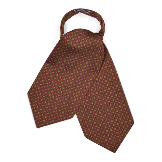 Miniature Pine Motif Silk Twill Cravat in Wine