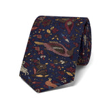 Woodland Animals Silk Twill Tie in Navy